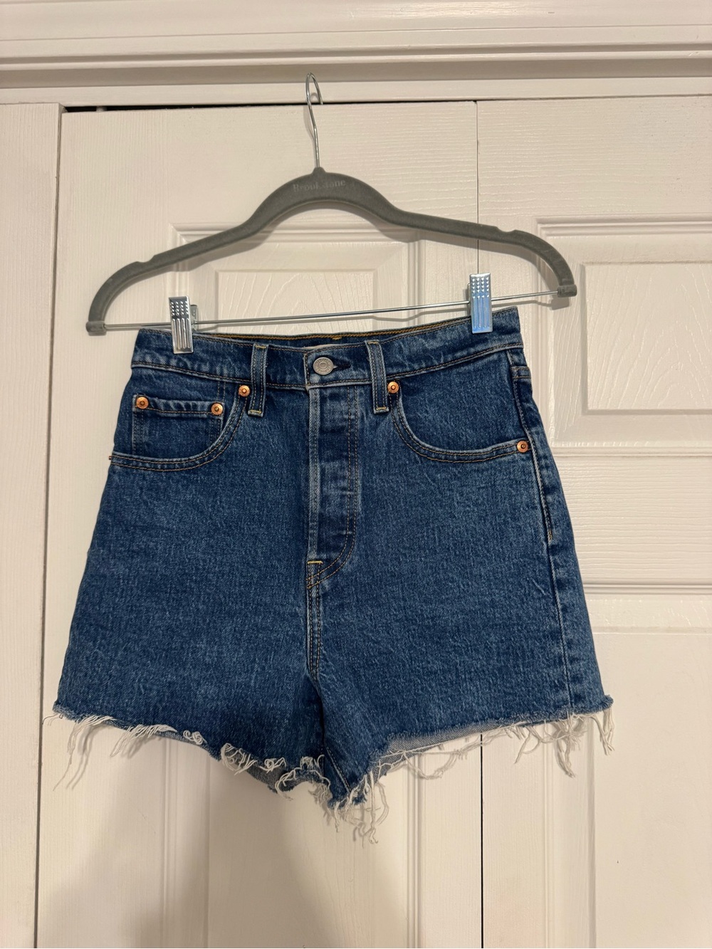 Levi's Dark Blue High-Rise Denim Cutoff Shorts